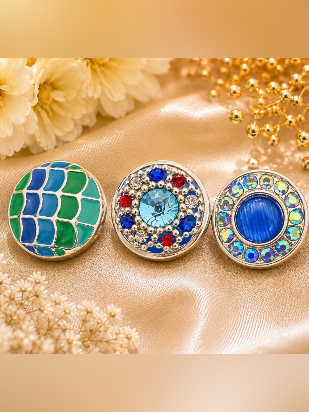 Interchangeable original dots Trio - Green & Blue Jewel Accents